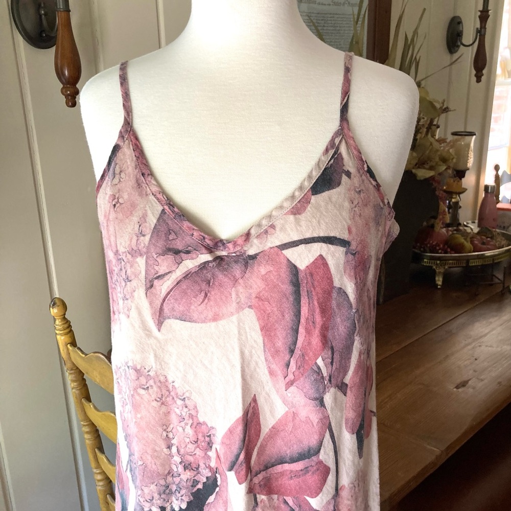 FLAX Rose Print Chemise Intimates Sleepwear Medium